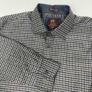 James Tattersall Men’s XXL‎ Gray Green Plaid Long Sleeve Button Down Shirt